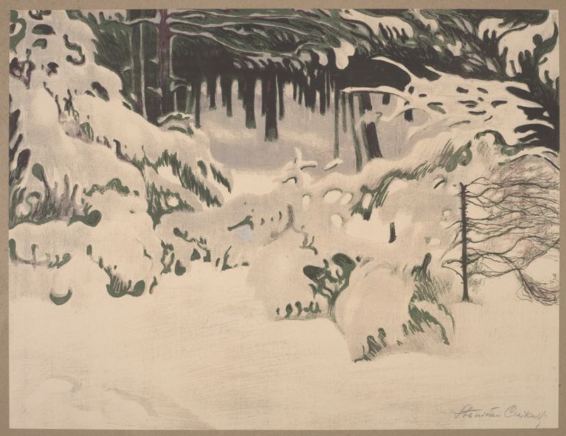 Winter landscape with skeletal branches by Stanisław Czajkowski
