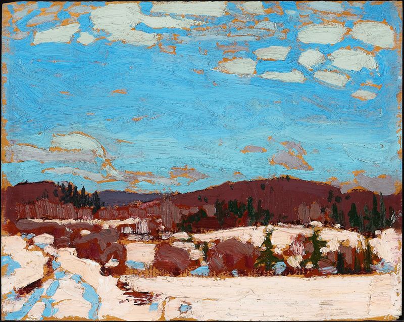 Landscape with budding leaves, oil painting by Tom Thomson