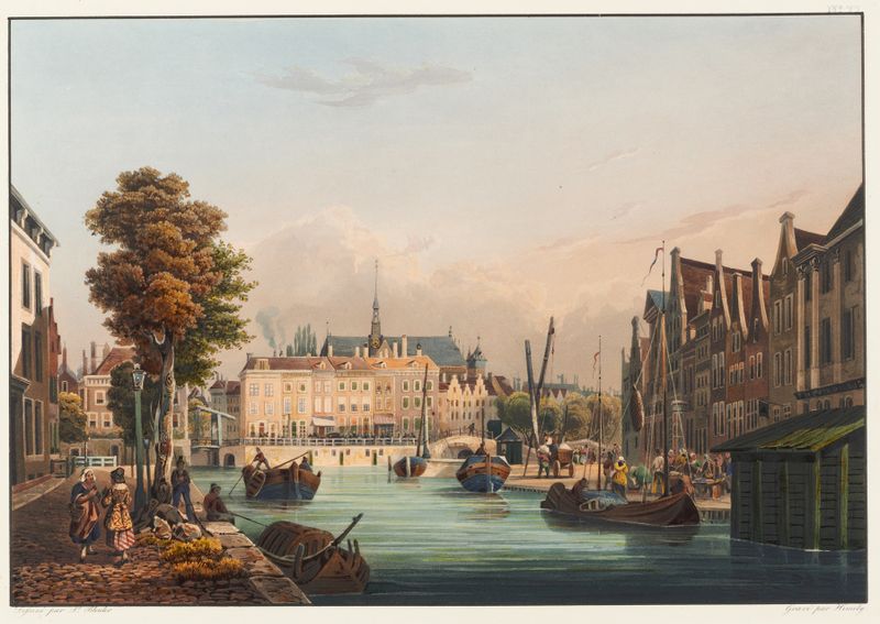 Interior scene with cobblestones and archway, oil on canvas by Johann Ludwig Bleuler