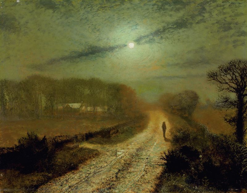 Paisagem iluminada pela lua de John Atkinson Grimshaw, pintura a óleo