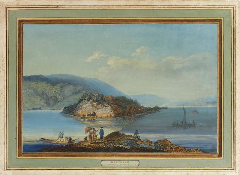 Vue de l’Isle de St. Pierre sur le Lac de Bienne, oil on canvas by Johann Joseph Hartmann