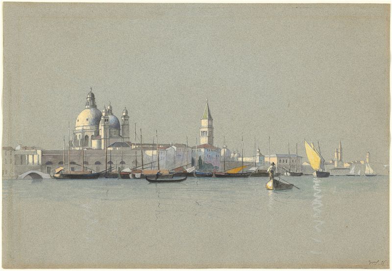 View across the Giudecca Canal featuring the Salute and Campanile of San Marco, oil painting by William Stanley Haseltine