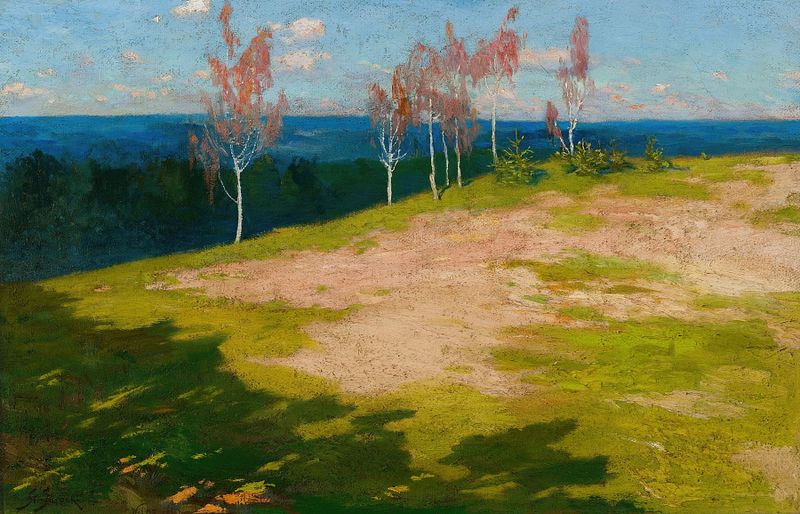 Paisagem com bétulas de Stanisław Jarocki, impressionismo