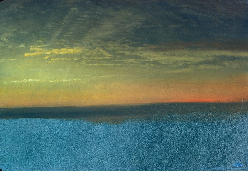 Cloud Study with Sunset, óleo sobre tela de Albert Bierstadt