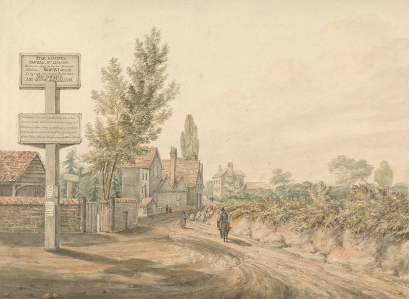 Entrance to Brentford, aquarela sobre papel de William Henry Harriott
