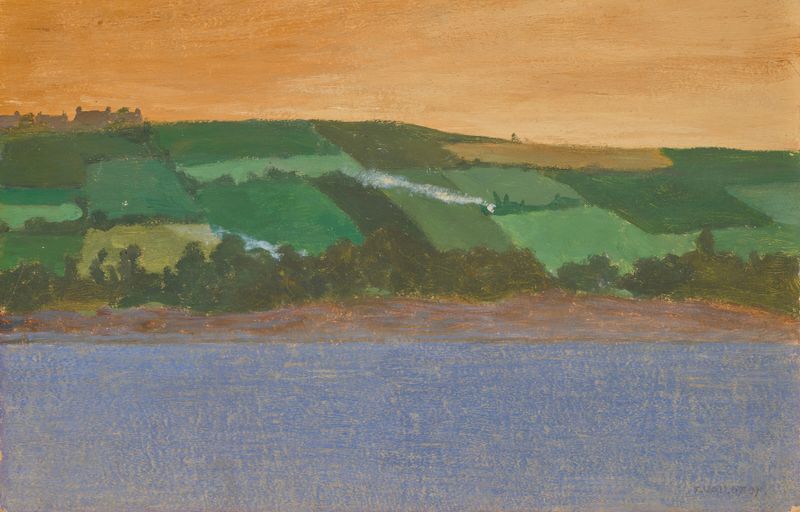 Escena costera con olas rompiendo en rocas, pintura al óleo de Félix Vallotton