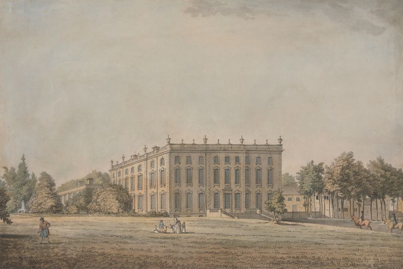 Vista del paisaje de Wingerworth Hall de Samuel Hieronymus Grimm, pintura al óleo