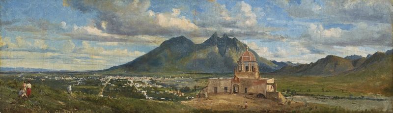 Oil painting by Conrad Wise Chapman depicting hills and Bishop's Palace