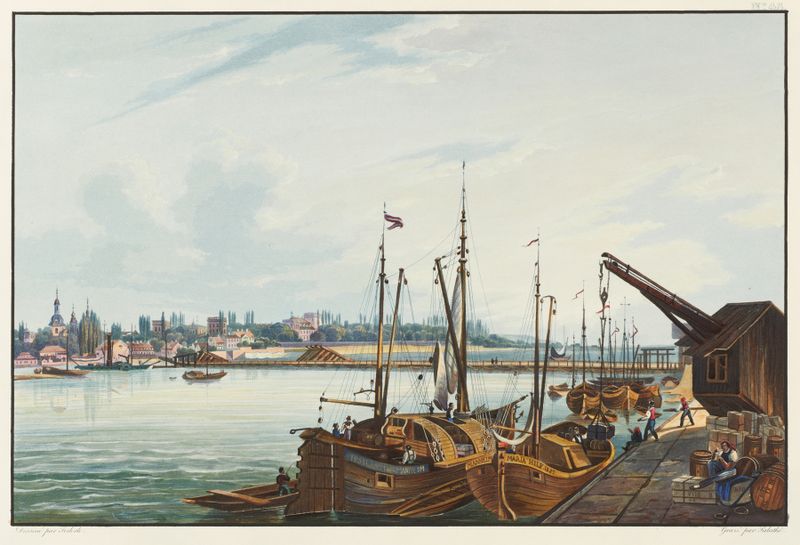 Paisaje que muestra la arquitectura y el campo de Mannheim por Johann Ludwig Bleuler