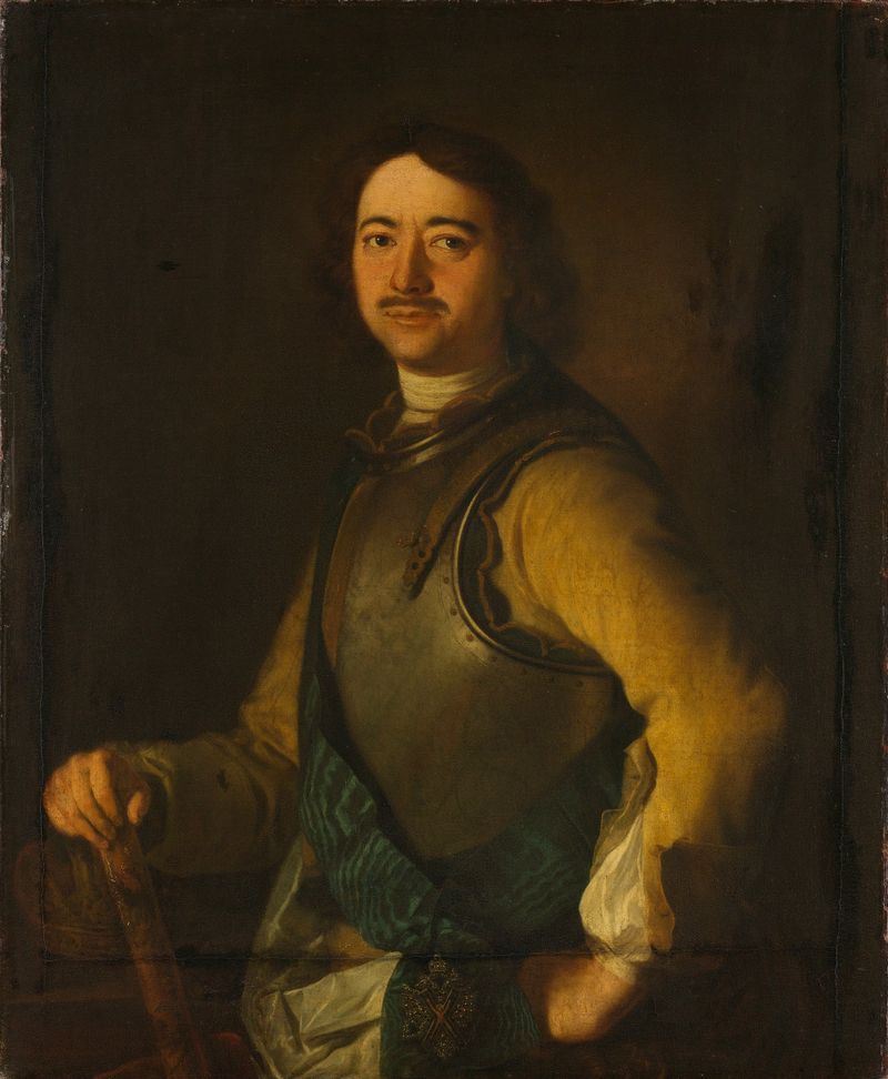 Retrato de Pedro el Grande, zar de Rusia, en óleo sobre lienzo de un artista desconocido