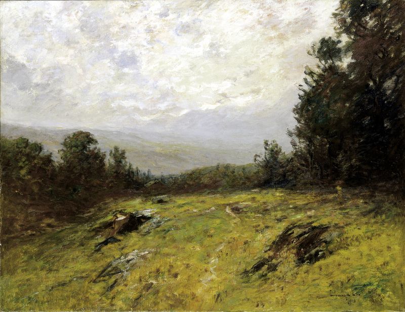 Hillside by Edward Gay, impressionism, depicts lush hills and golden earth.