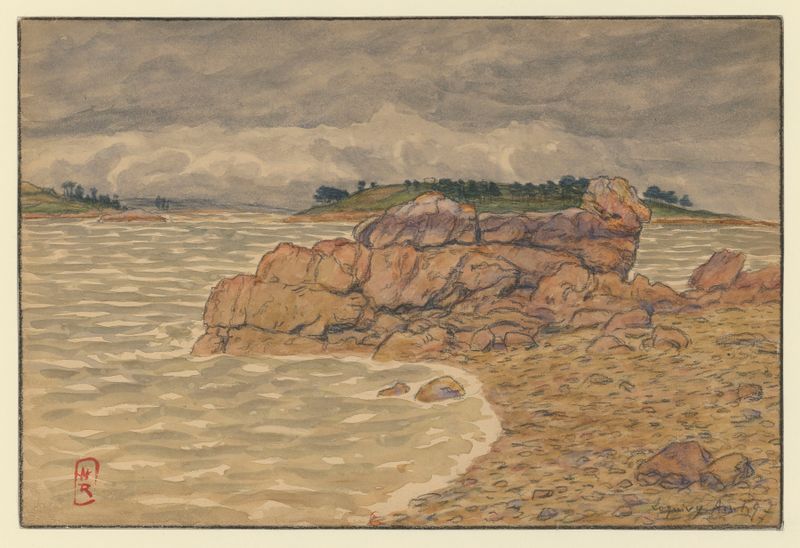Acuarela de Henri Rivière que representa un paisaje sereno con un horizonte suave.