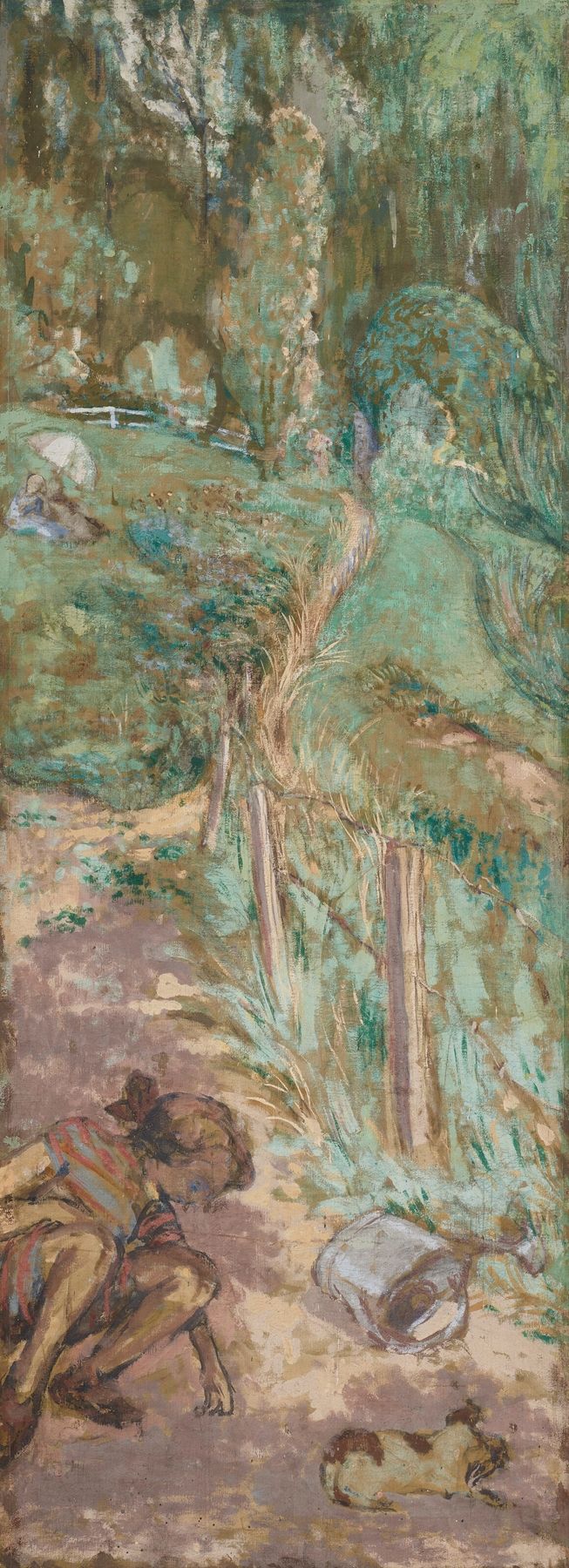Aux Pavillons à Cricqueboeuf, Le Parc by Édouard Vuillard, oil painting depicting a vibrant park scene