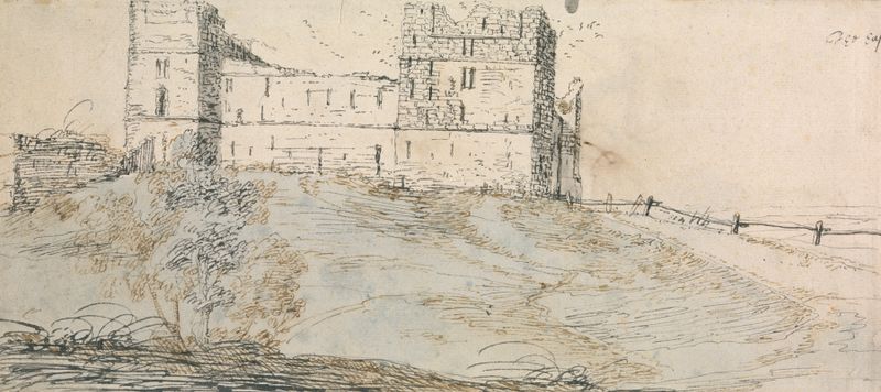Paisagem do lado leste do castelo de Sheriff Hutton por Francis Place, meio desconhecido