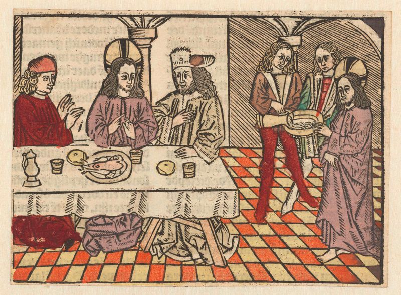 Religious scene depicting Christ in the house of a Pharisee, Northern Renaissance by Meester van Antwerpen