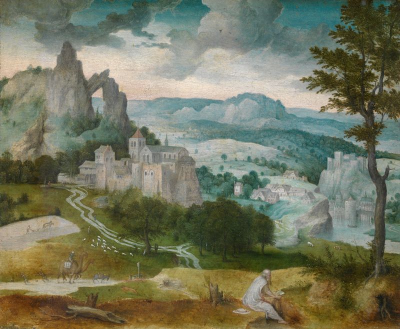 Landscape with Saint Jerome, óleo sobre panel de Cornelis Massijs