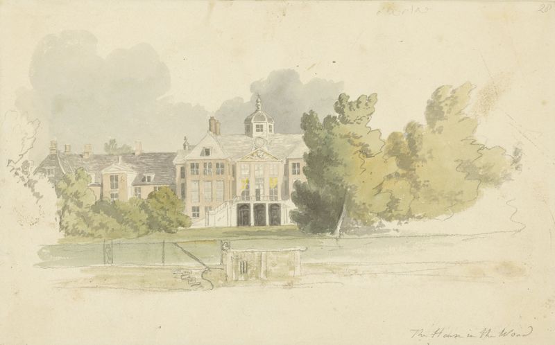 Gezicht op Huis ten Bosch by Robert Hills, oil on canvas, depicting a tranquil landscape with trees and a house.