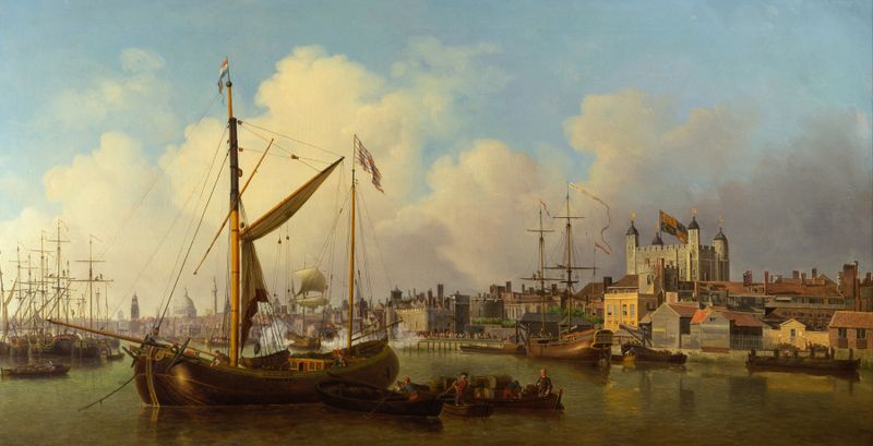 Rococo landscape of the Thames and the Tower of London by Samuel Scott