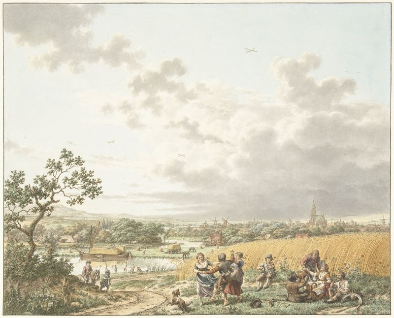 Landscape with summer fields and sky by Jacob Cats, oil painting