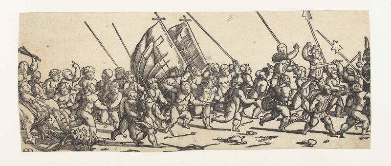 Religious artwork on paper by Monogrammist LIW depicting figures in vibrant garments.