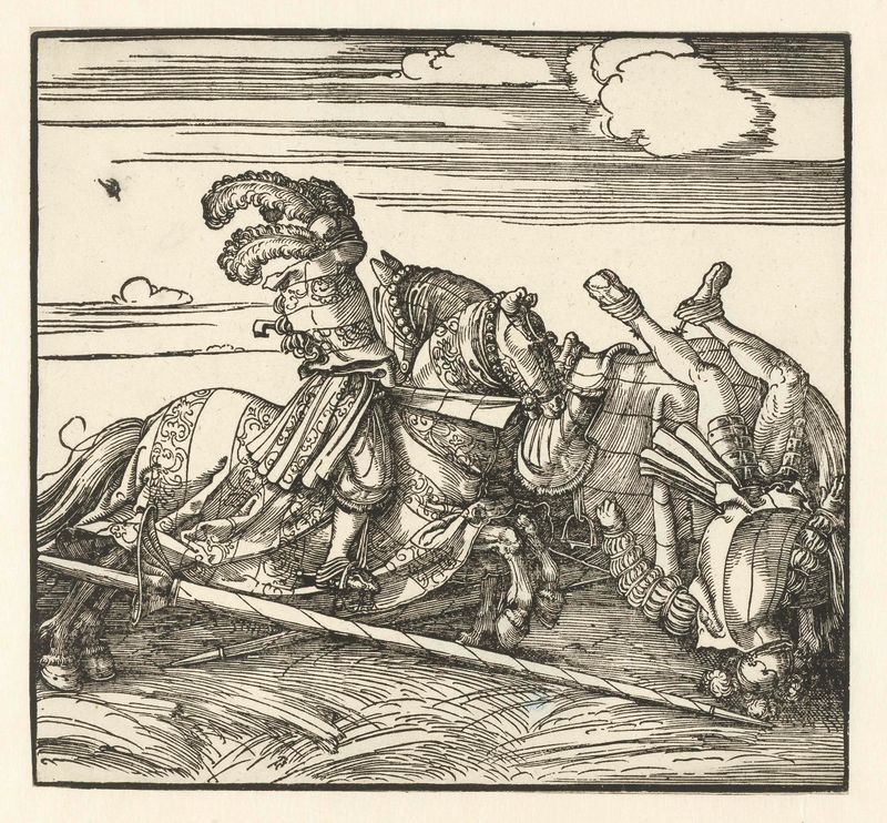 Twee ruiters in gevecht by Albrecht Dürer, paper medium, depicting knights in battle.