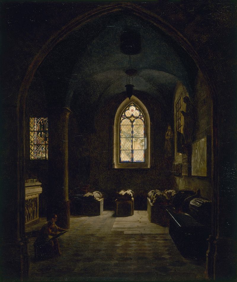 Interior scene with vaulted ceiling by Léon-Mathieu Cochereau, 1816