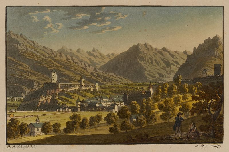 Paisagem pintura a óleo de David Alois Schmid com cores vibrantes e formas caóticas