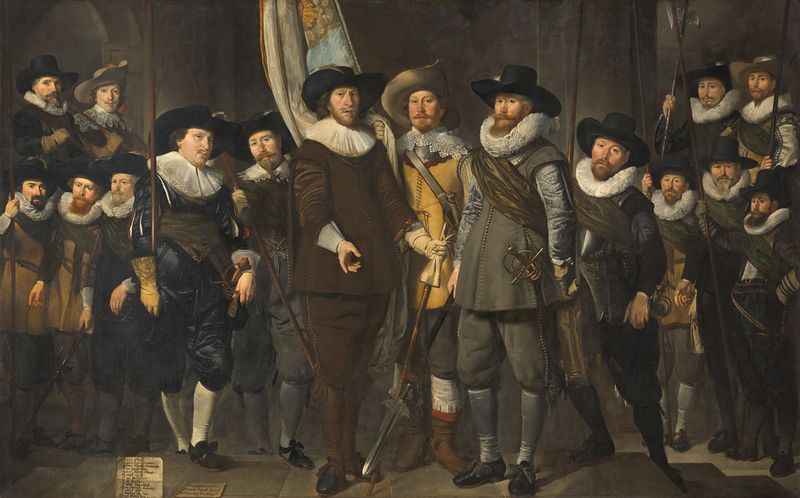 Pintura al óleo de Thomas de Keyser que representa a guardias cívicos en Ámsterdam.