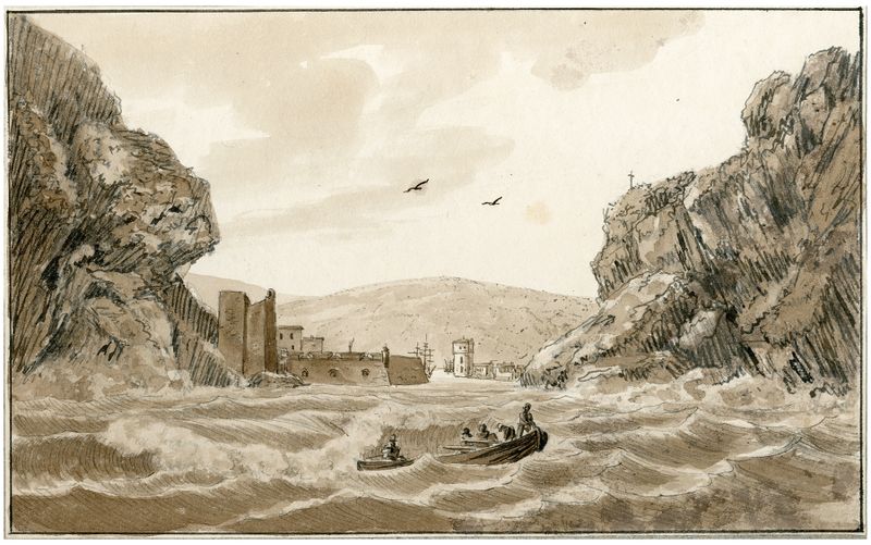 Marine scene with boats in water, oil painting by Otto Howen