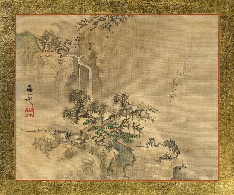 A man resting under a big pine tree, Ukiyo-e by Tani Bunchō