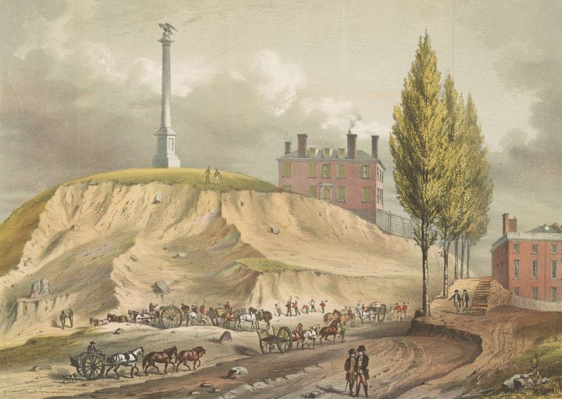 Landscape of Old Boston. Beacon Hill from Mt. Vernon St. by John Rubens Smith, medium unknown.