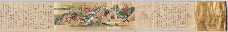 Battle of the Chickens and Rats by Asai Ryōi, silver medium, depicting a chaotic battle between chickens and rats
