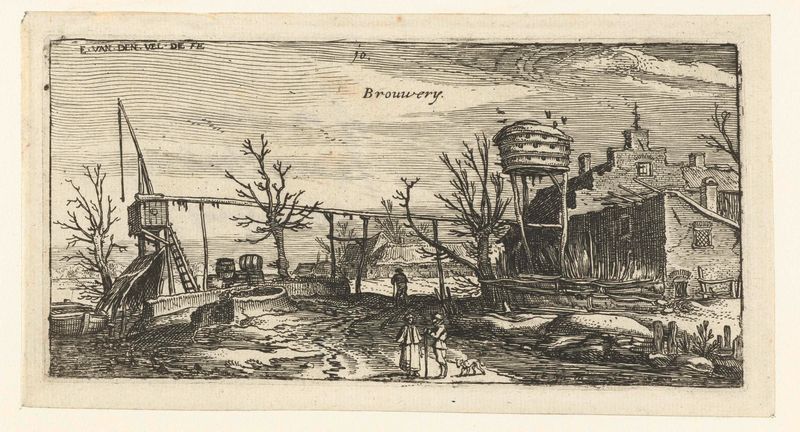 Landschap met een brouwerij de Esaias van de Velde, grabado que representa una cervecería en un paisaje