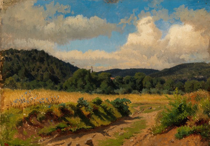 Cereal Field At The Edge Of The Forest, oil on canvas by Werner Holmberg