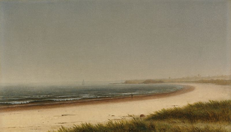 Cena de praia com ondas suaves e costa de James Augustus Suydam, óleo sobre tela