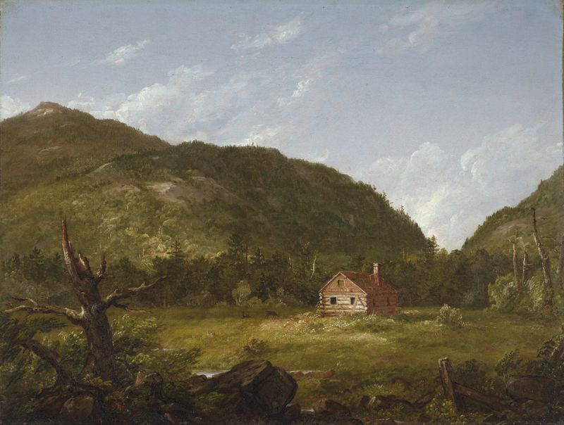 Casa en un paisaje forestal, óleo sobre lienzo de Thomas Cole