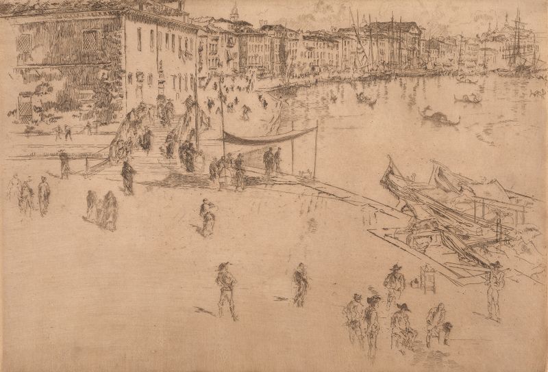 Escena marina con barcos y agua de James Abbott McNeill Whistler, pintura al óleo