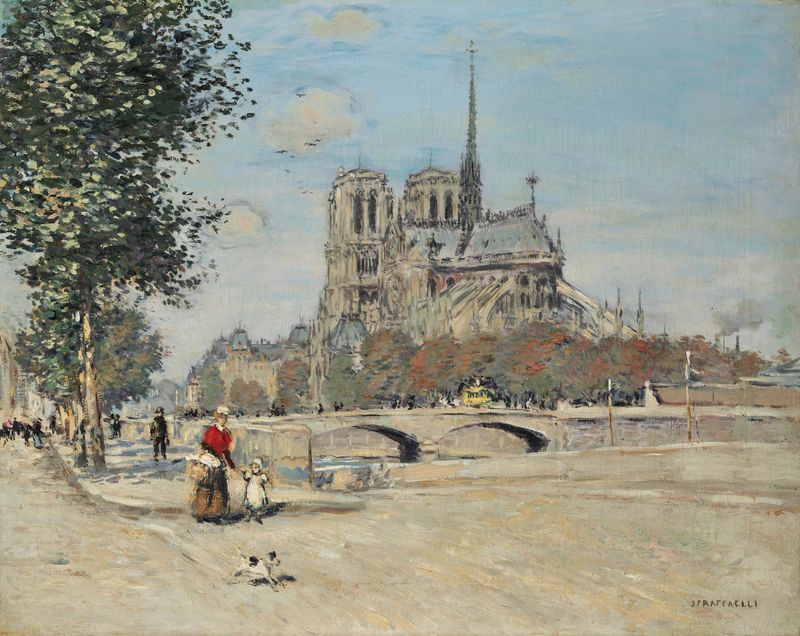 Notre-Dame de Paris et le pont de l’Archevêché by Jean François Raffaëlli, impressionism