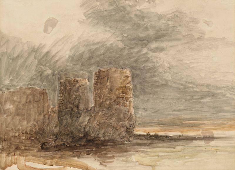 View of Flint Castle, watercolor on paper by David Cox