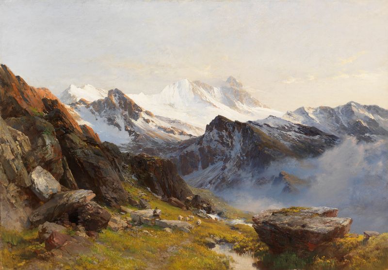 Landscape of Großglockner by Edward Theodore Compton, oil painting