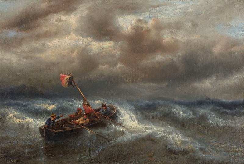 Capitán Cantillon iluminado por olas tormentosas, óleo sobre lienzo de François Musin
