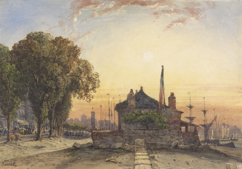 Nantes by William Wyld, oil painting depicting a river and buildings under a soft sky