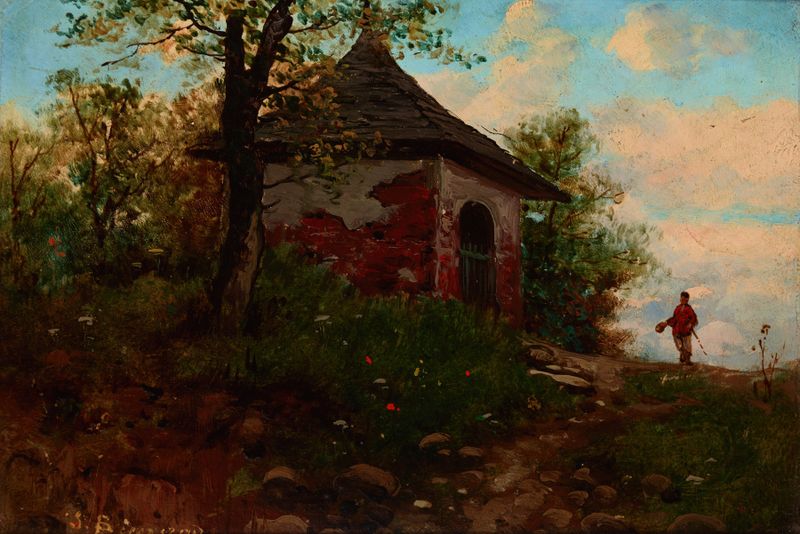 Landscape with a Wayside Shrine, oil on canvas by Seweryn Bieszczad