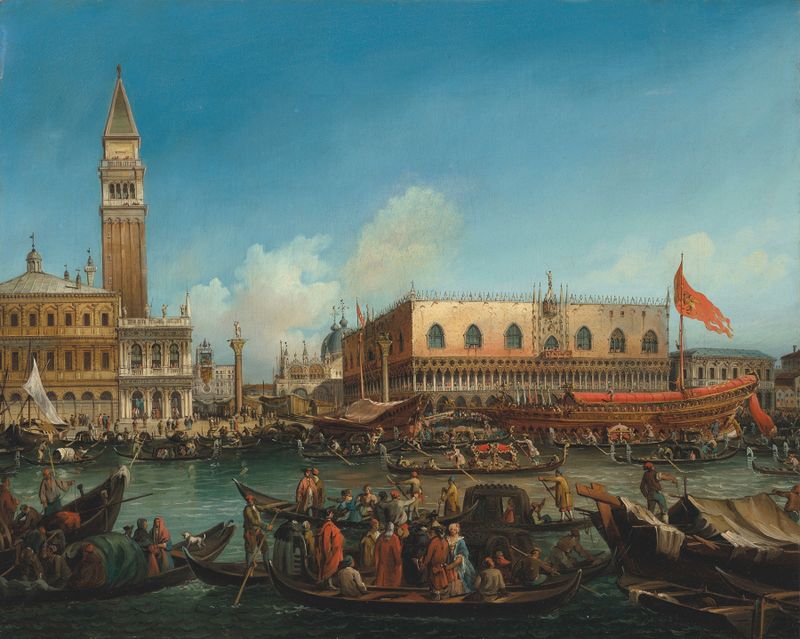 The Molo de Carlo Grubacs, óleo sobre lienzo, que representa reflexiones en el agua y barcos distantes