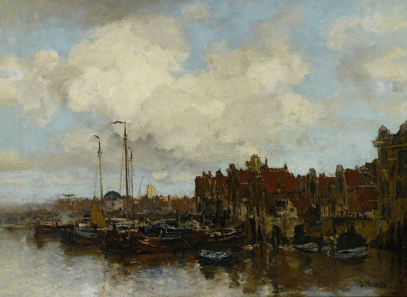 Landscape with gentle ripples in water, oil on canvas by Jacob Maris