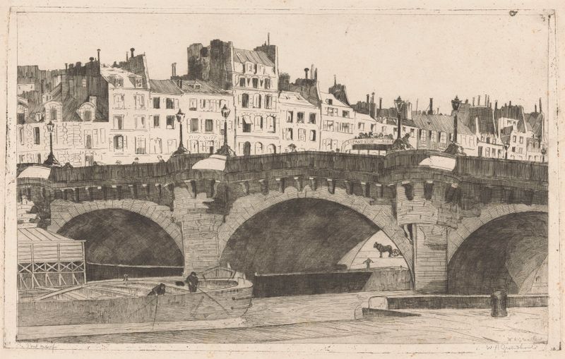 Landscape of Pont Neuf by Willem Adrianus Grondhout, oil painting