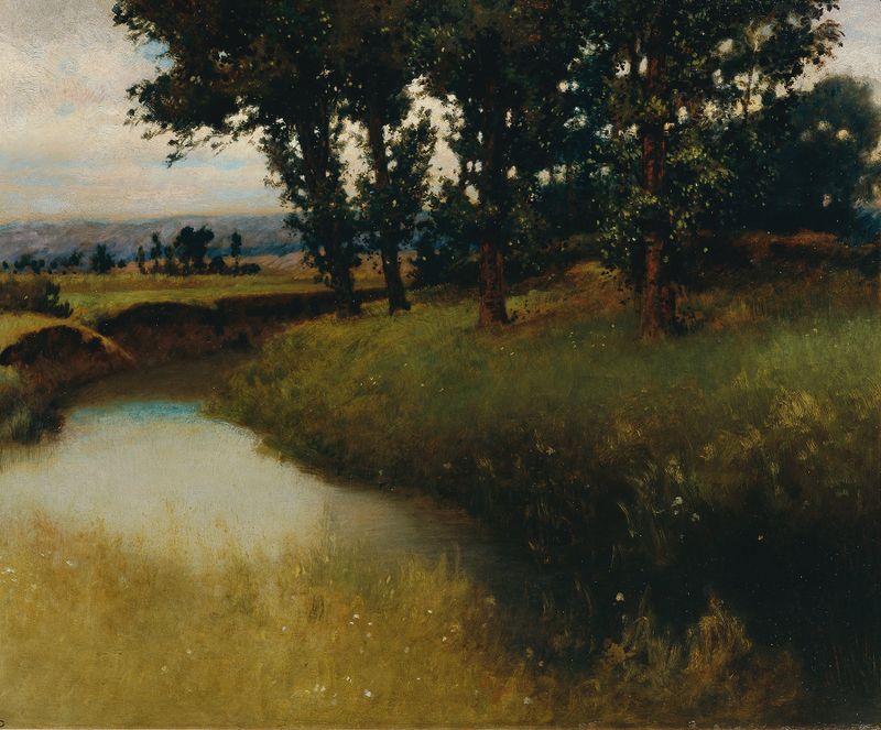 Twilight landscape with swirling clouds, oil on canvas by Carl Freiherr von Pidoll zu Quintenbach