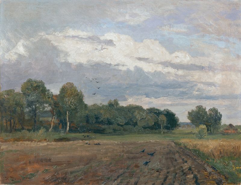 Nordische Landschaft by Hugo Darnaut, impressionism, landscape with soft pastels and tranquil horizon