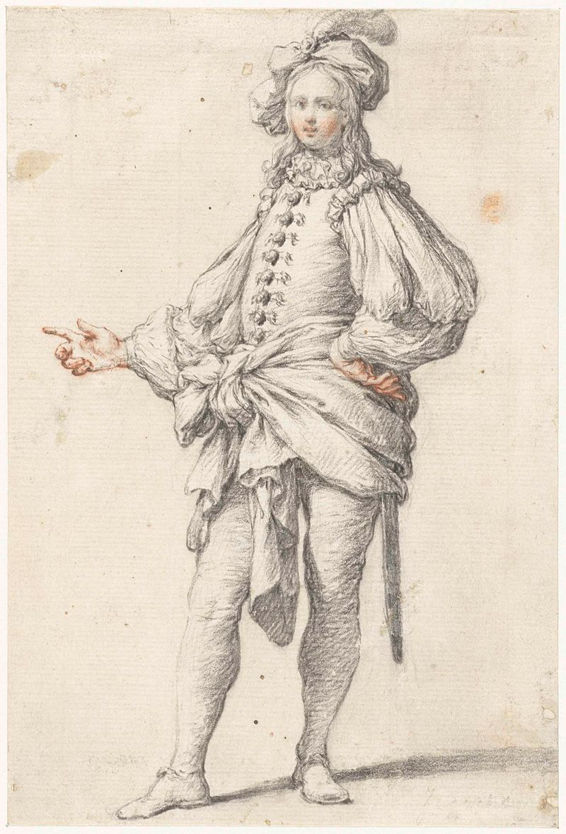 Retrato de um jovem em traje teatral, papel, Unknown Artist