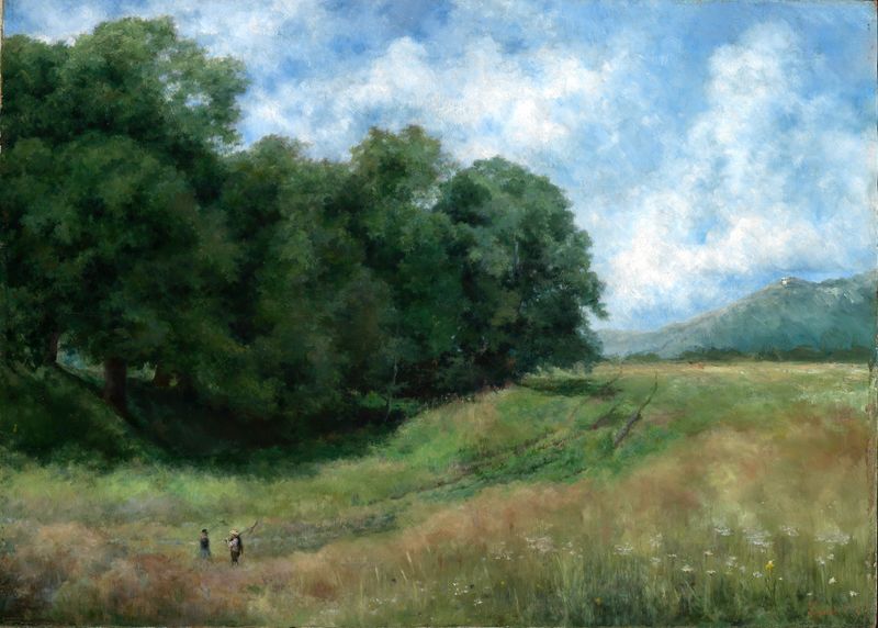 Landscape oil painting by Louis Eysen depicting a serene path through grass